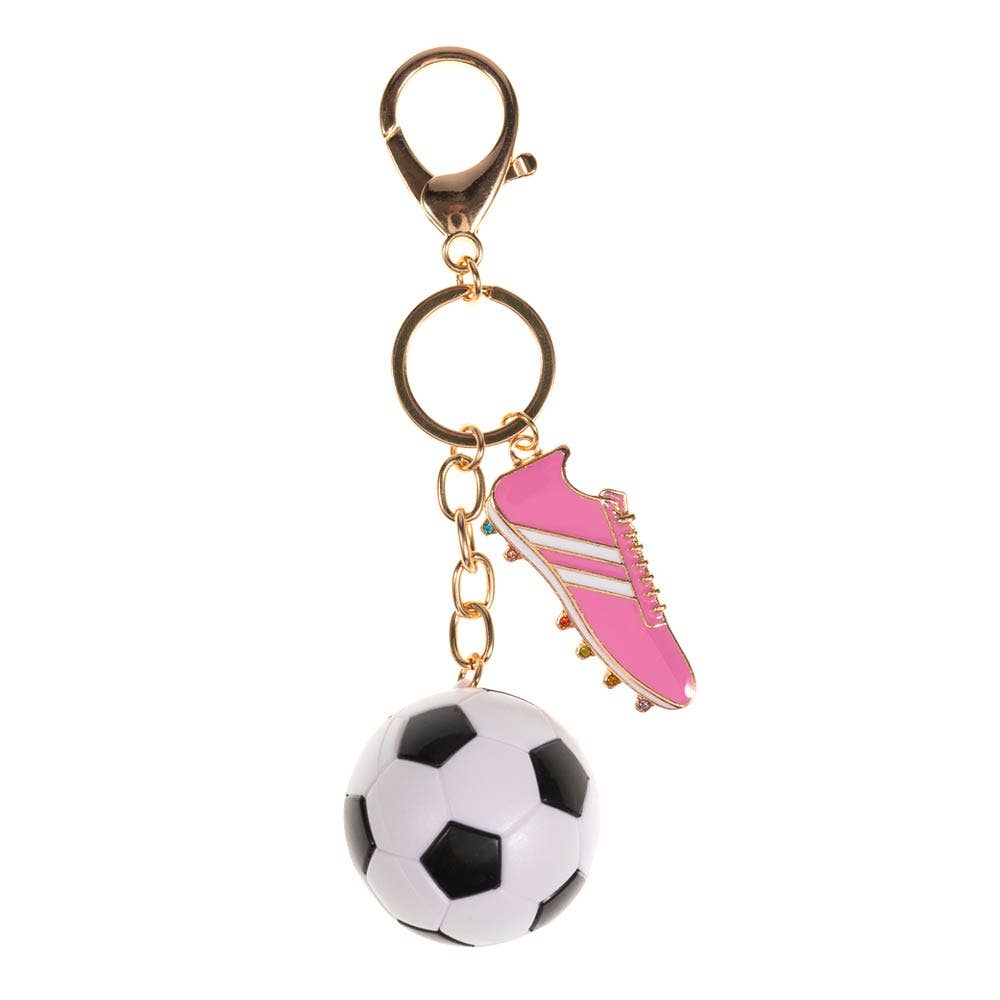 Soccer Ball Shoes Charm Keychain Bag Charm: Pink