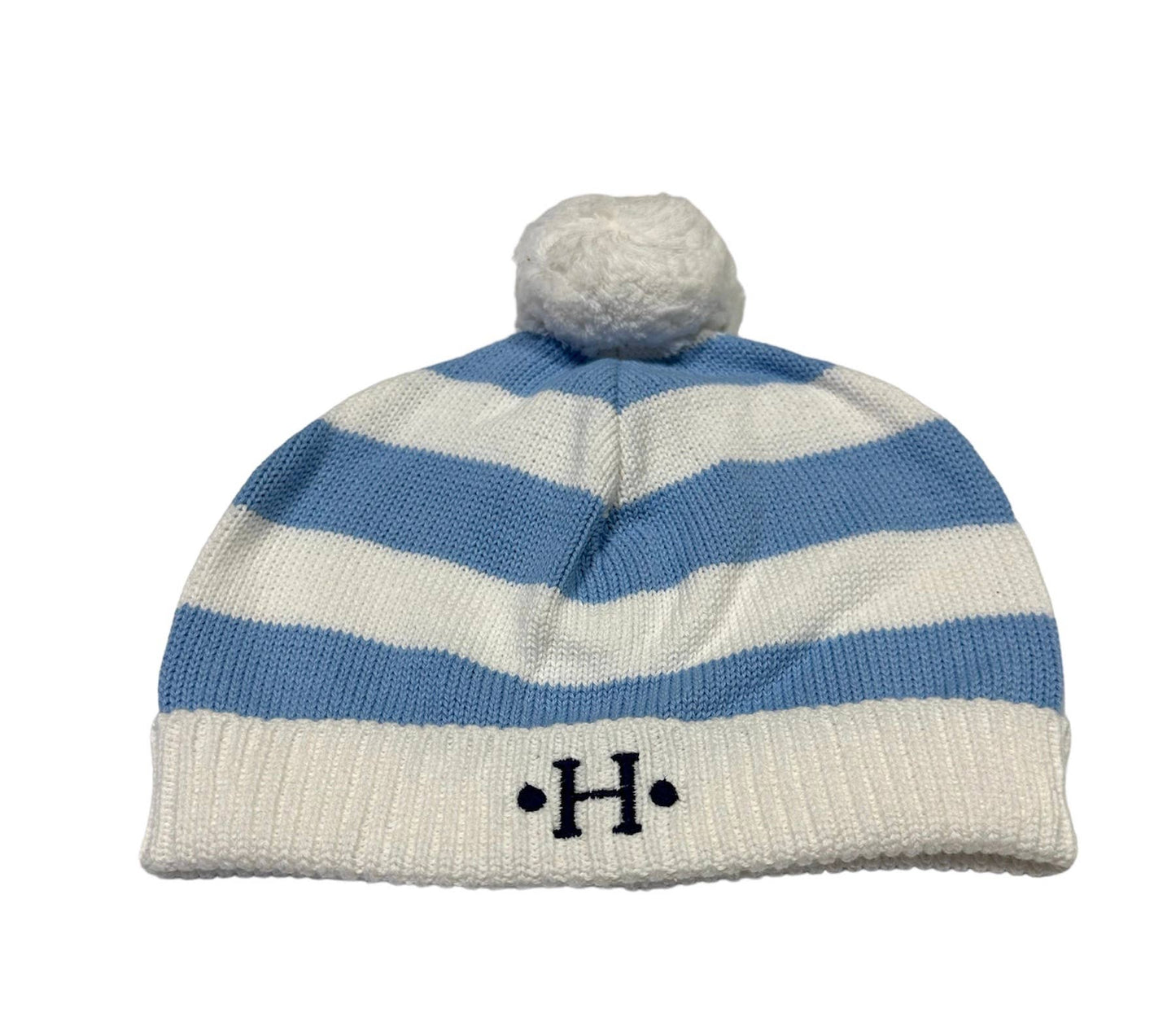 Cotton Striped Hat Pompom: Blue / 12m