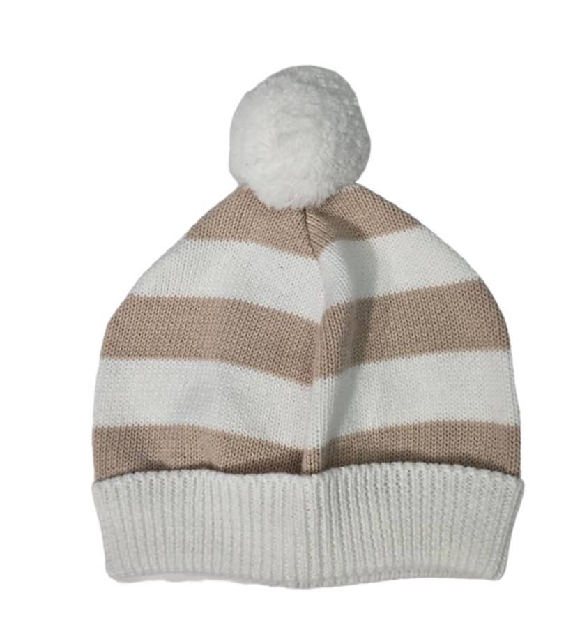 Cotton Striped Hat Pompom: Blue / 12m