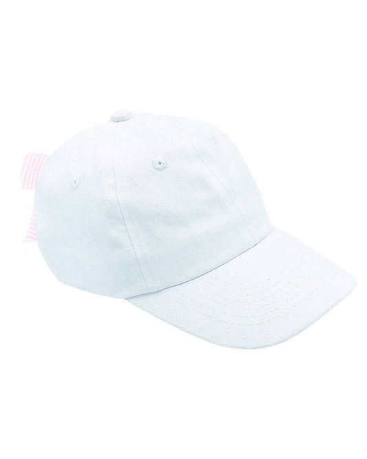 Bow Baseball Hat White/Pink 2-9Y