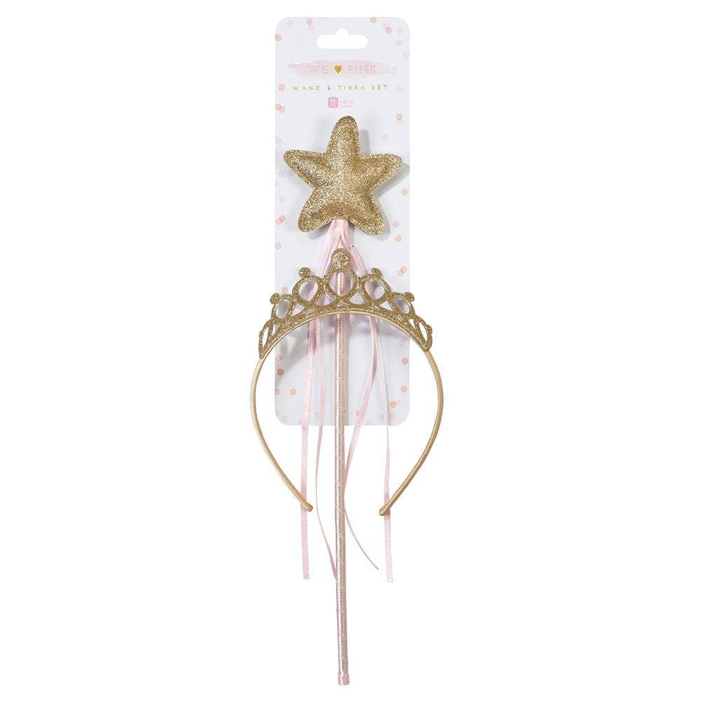 Pink & Gold Wand & Tiara Set