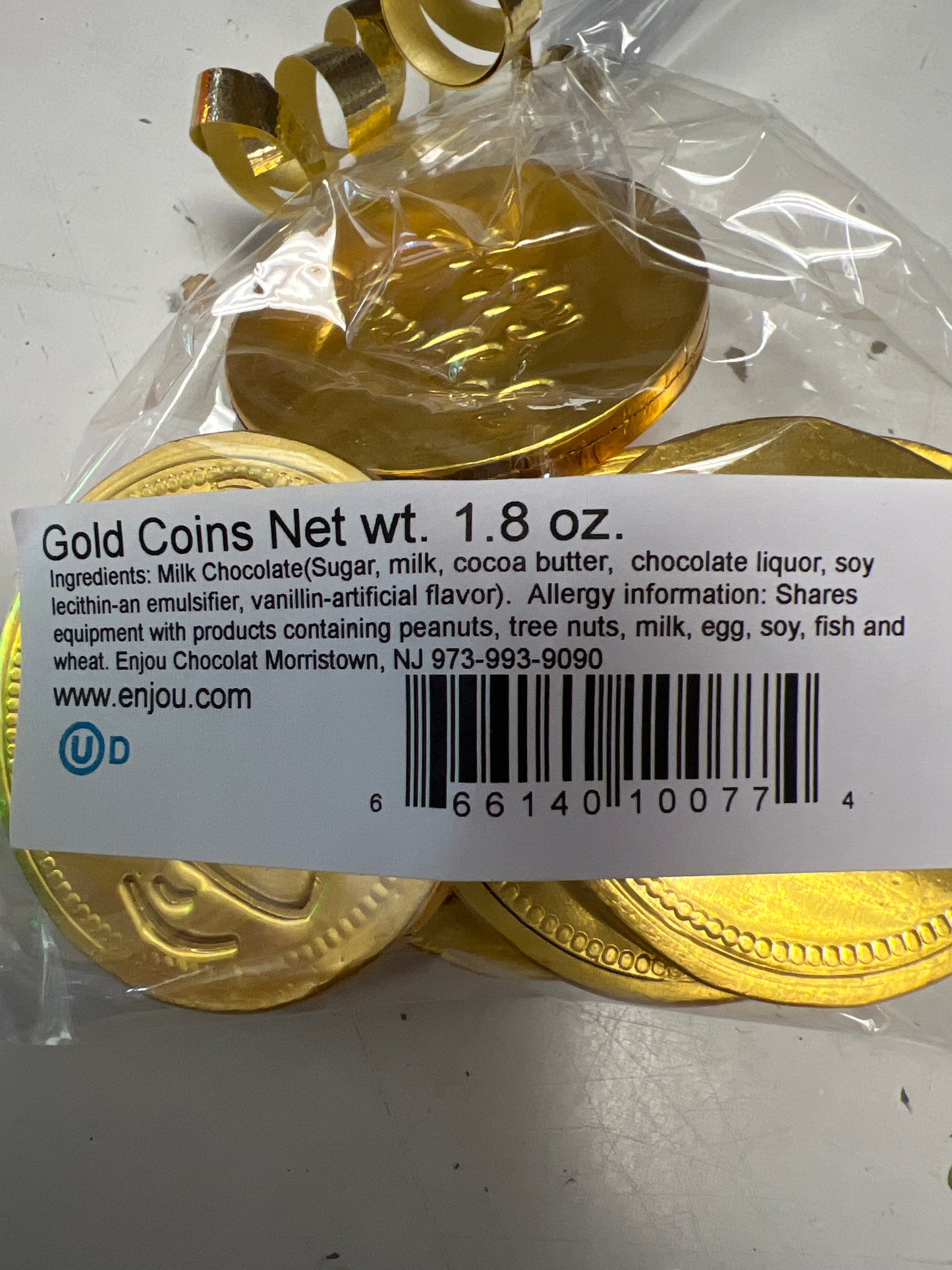 Hanukkah Gelt - 8 Gold Coins in Dreidel