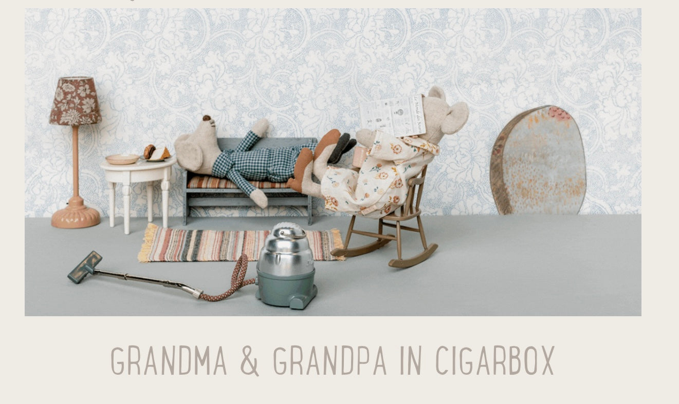 Grandma and Grandpa mice in cigarbox