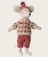 Winter mouse with ski set, MUM - red