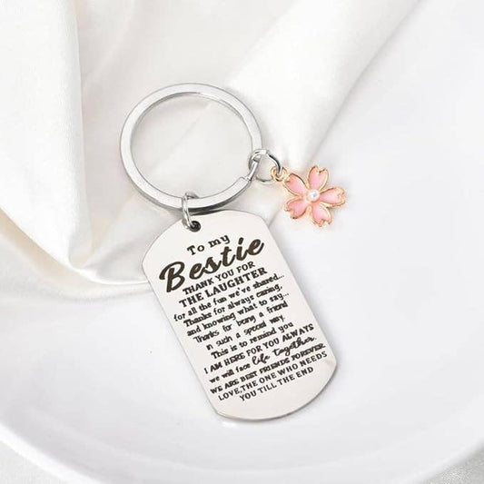 “To My Bestie” Keychain with Flower Charm