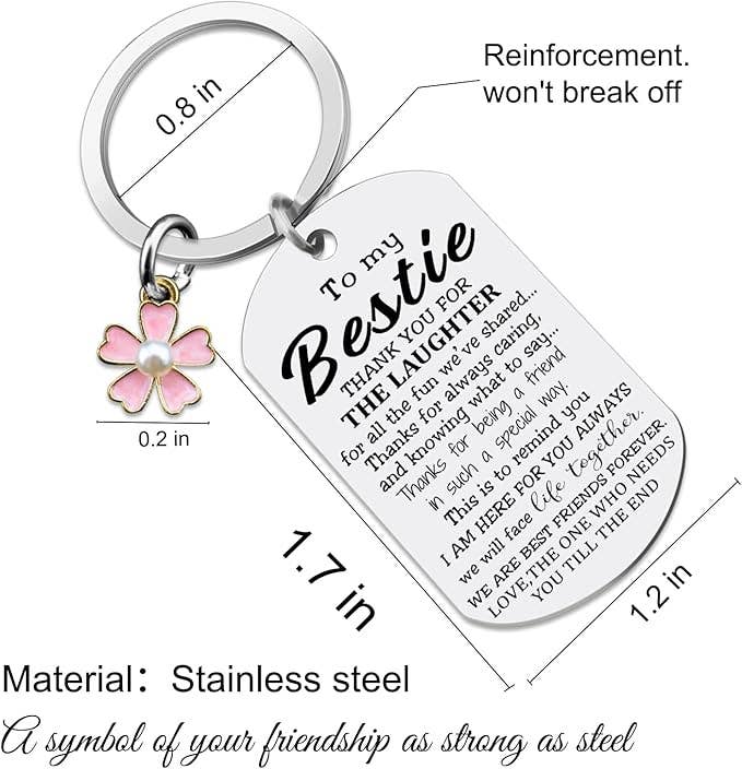 “To My Bestie” Keychain with Flower Charm