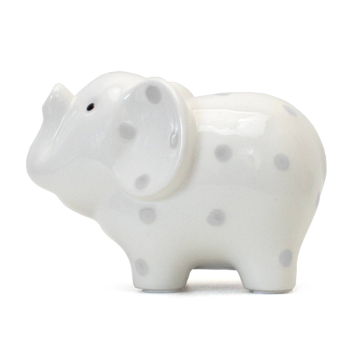 White Elephant Bank: Gray Polka Dots