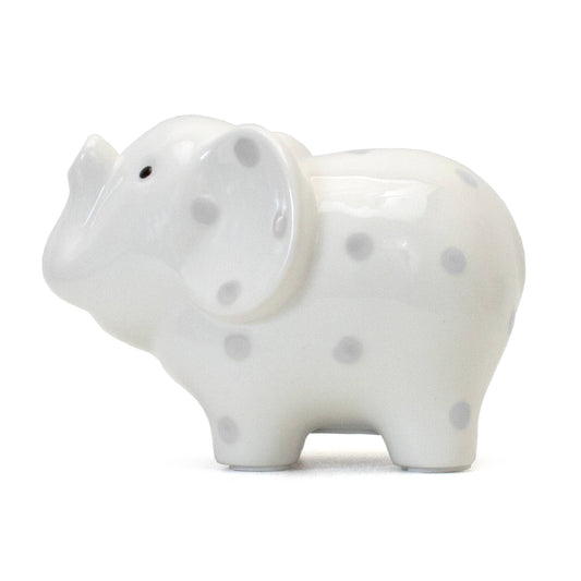White Elephant Bank: Gray Polka Dots