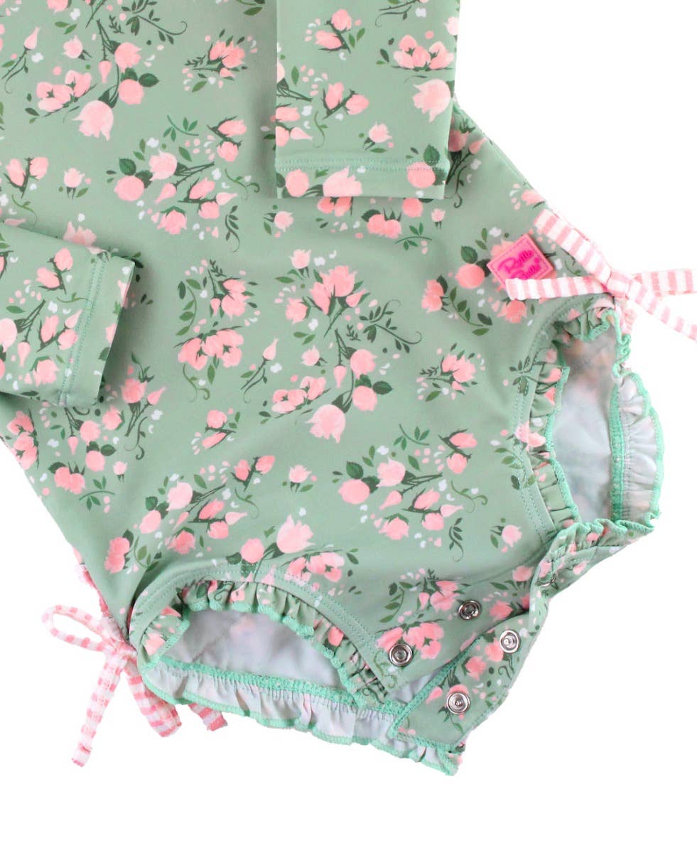 Tea Roses LS Rash Guard Swimsuit 12-18m