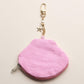 Scallop Charm Keychain Beaded Pouch: Pink