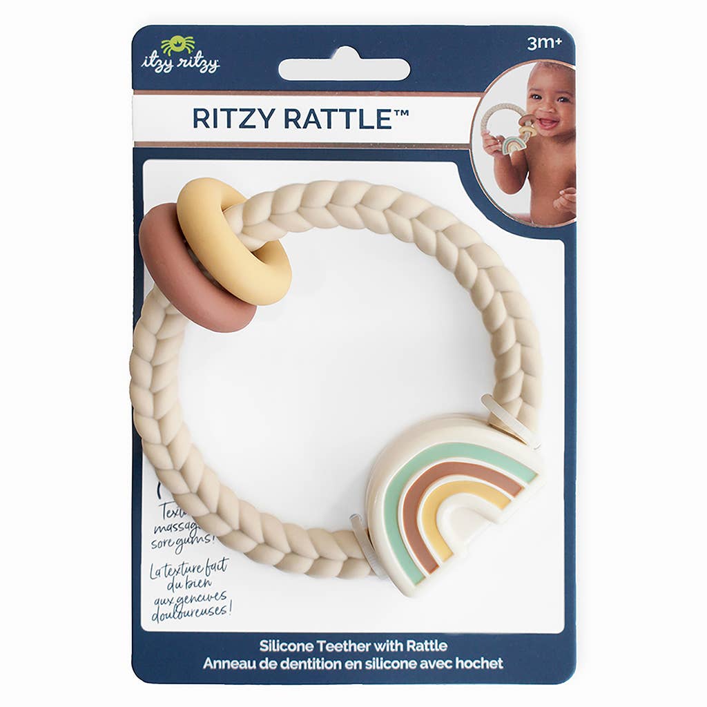 Silicone Teether Rattles: Neutral Rainbow