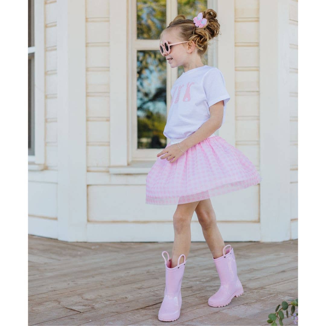 Pink Gingham Tutu - Dress Up Skirt - Kids Spring Tutu: 4-6Y