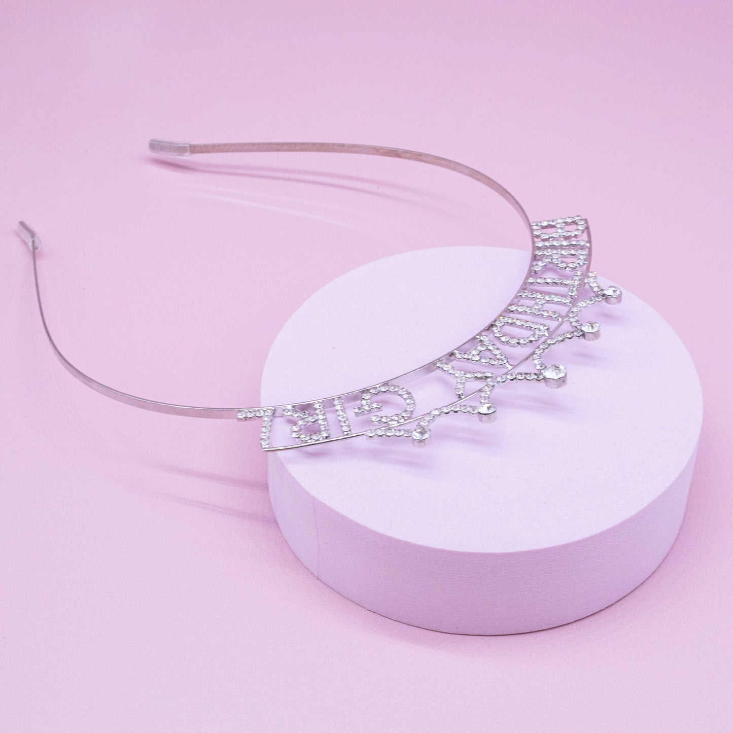 HBD Headband- Sparkle Rhinestone: Silver