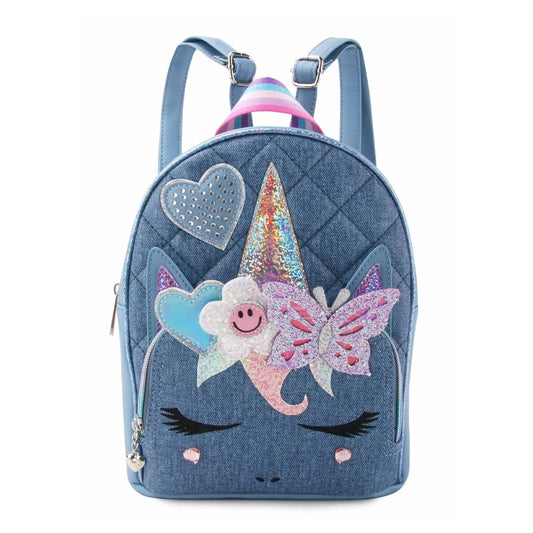 Gwen Unicorn Quilt Denim-Print Mini Bkpk