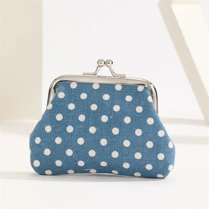 Polka Dot Kiss Lock Coin Purses, Convenient Multipurpose: Purple