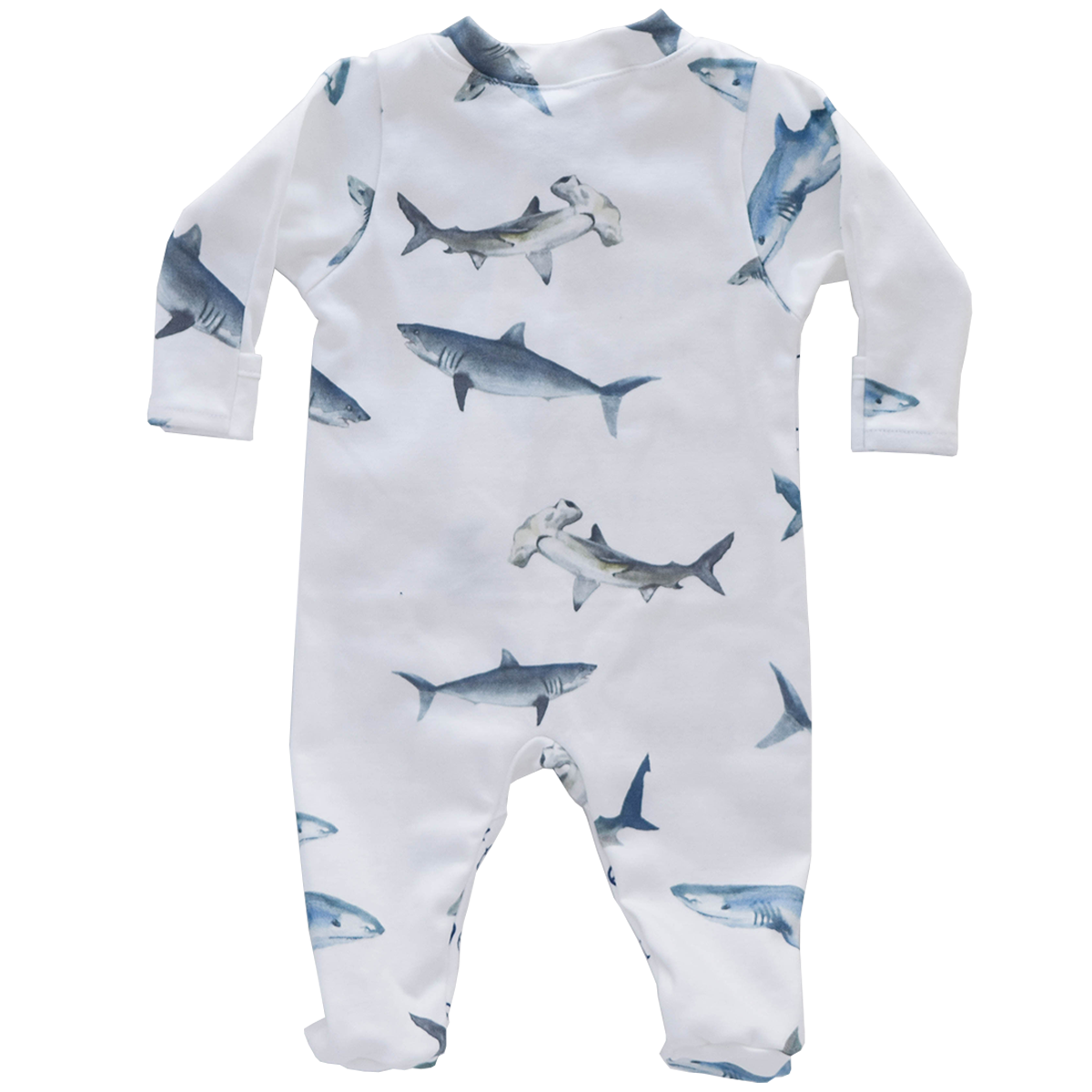 Little Brother Footie - sharks: 3-6 months