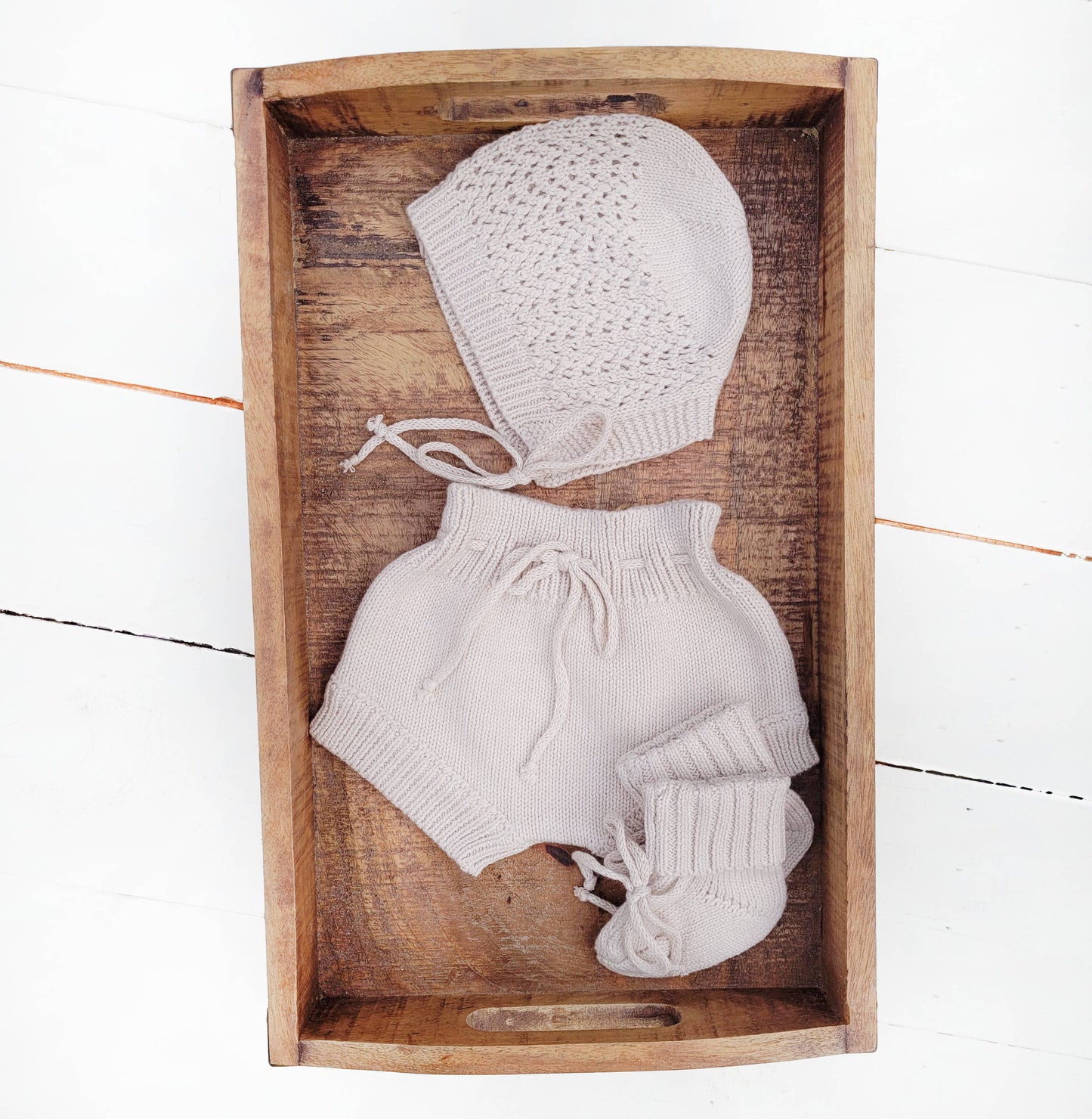 Baby Knit booties Taupe 3-9m