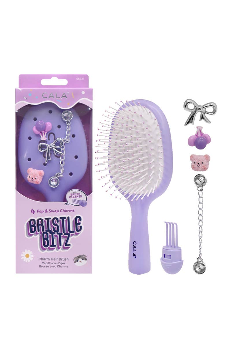 Purple Bristle Bitz Charm Hair Brush