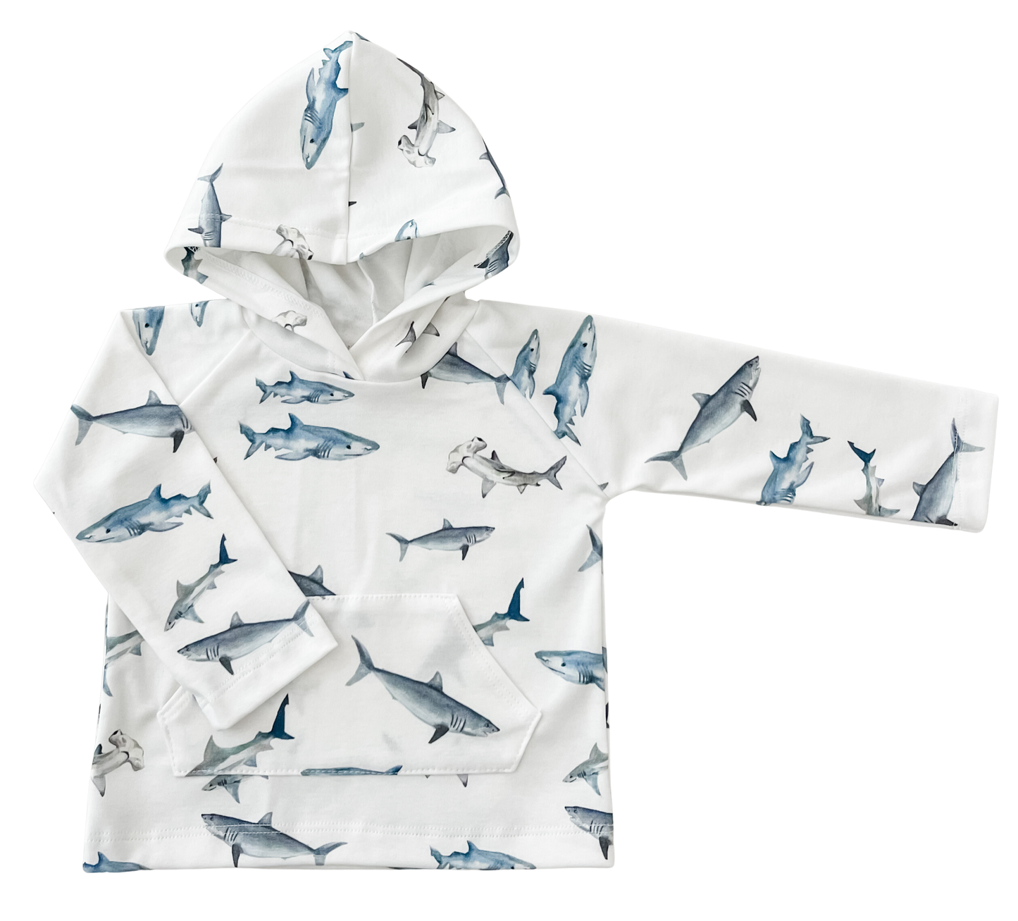 Organic Pocket Hoodie - sharks: 4T