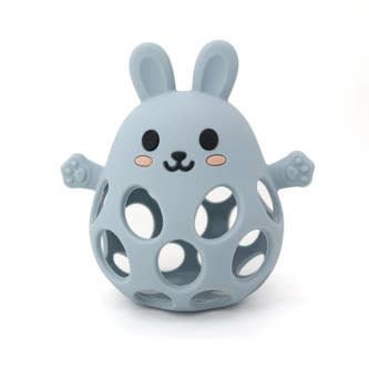 Silicone 3D Funny Bunny Teether: Slate