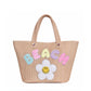 'Beach' Daisy Straw Tote Bag