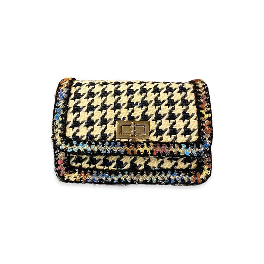 Houndstooth Purse: Navy/Beige