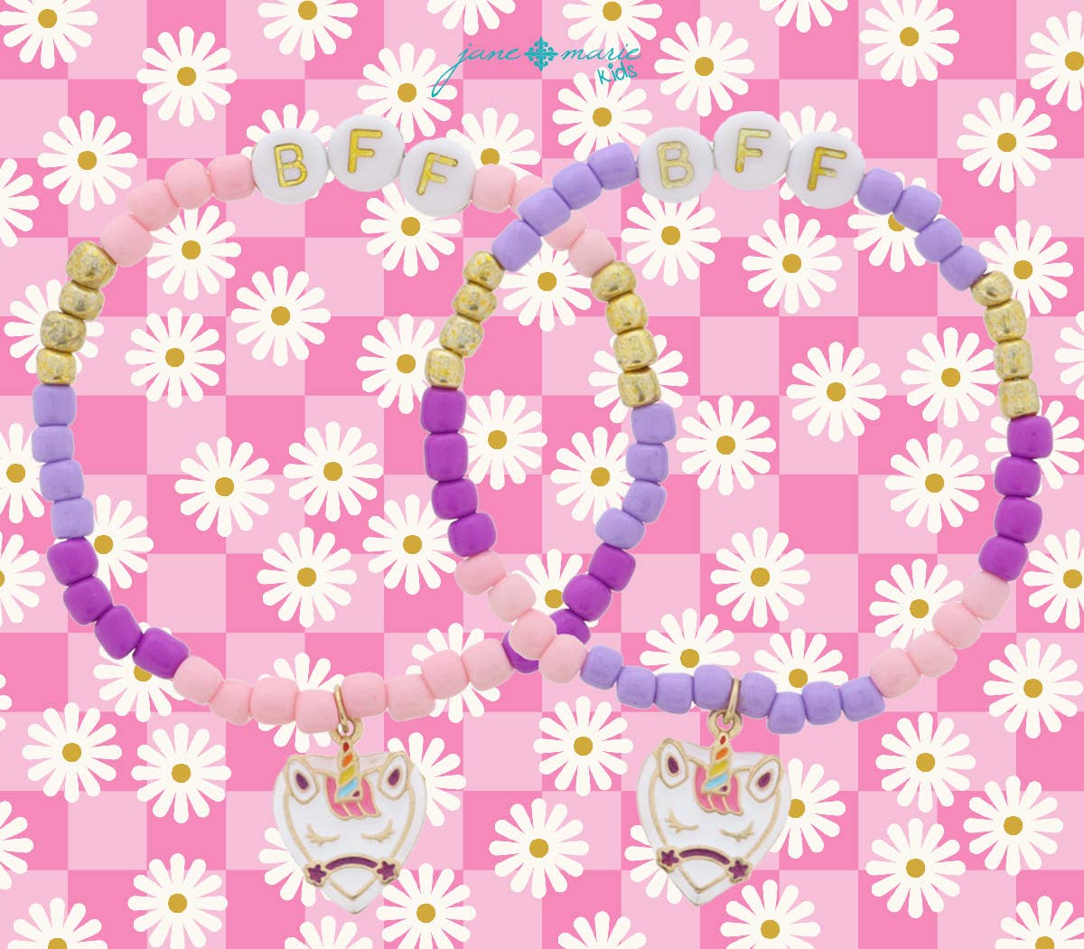 "BFF" & Unicorn Hearts Bracelet Set