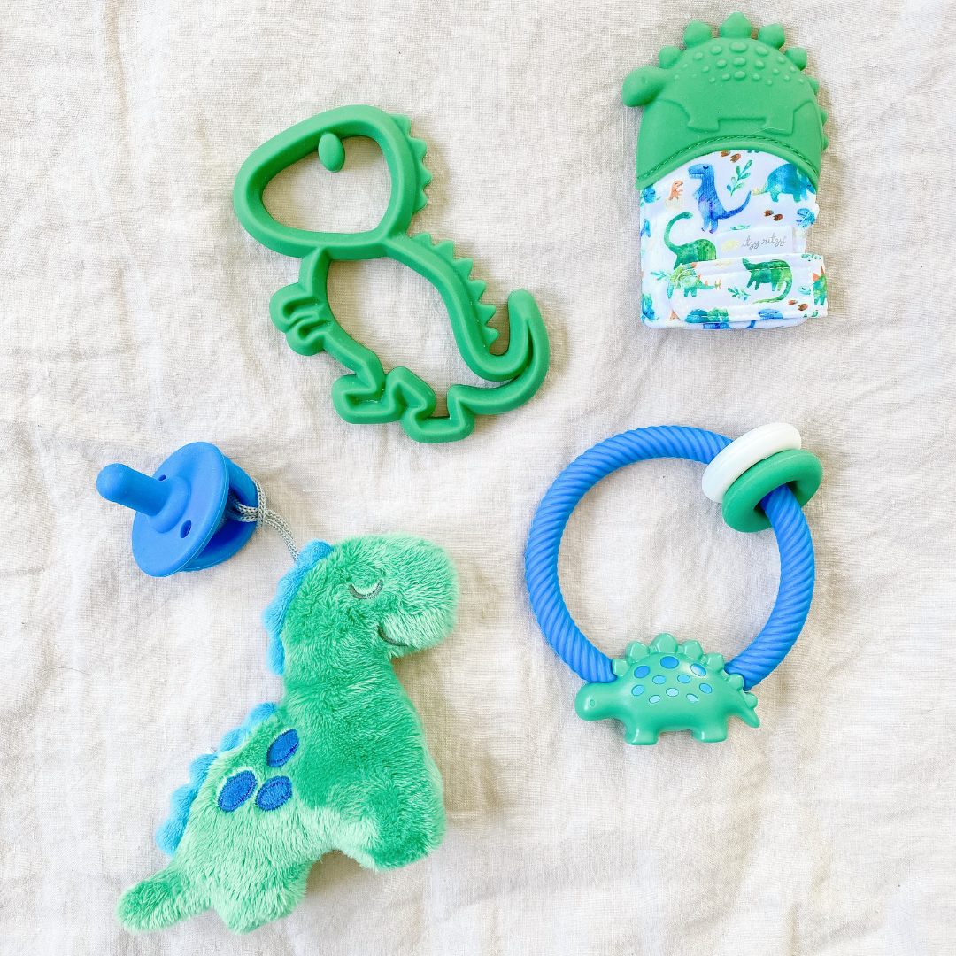 Silicone Teether Rattles: Neutral Rainbow