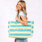 SUMMER Embroidered Fringe Tote: Lime