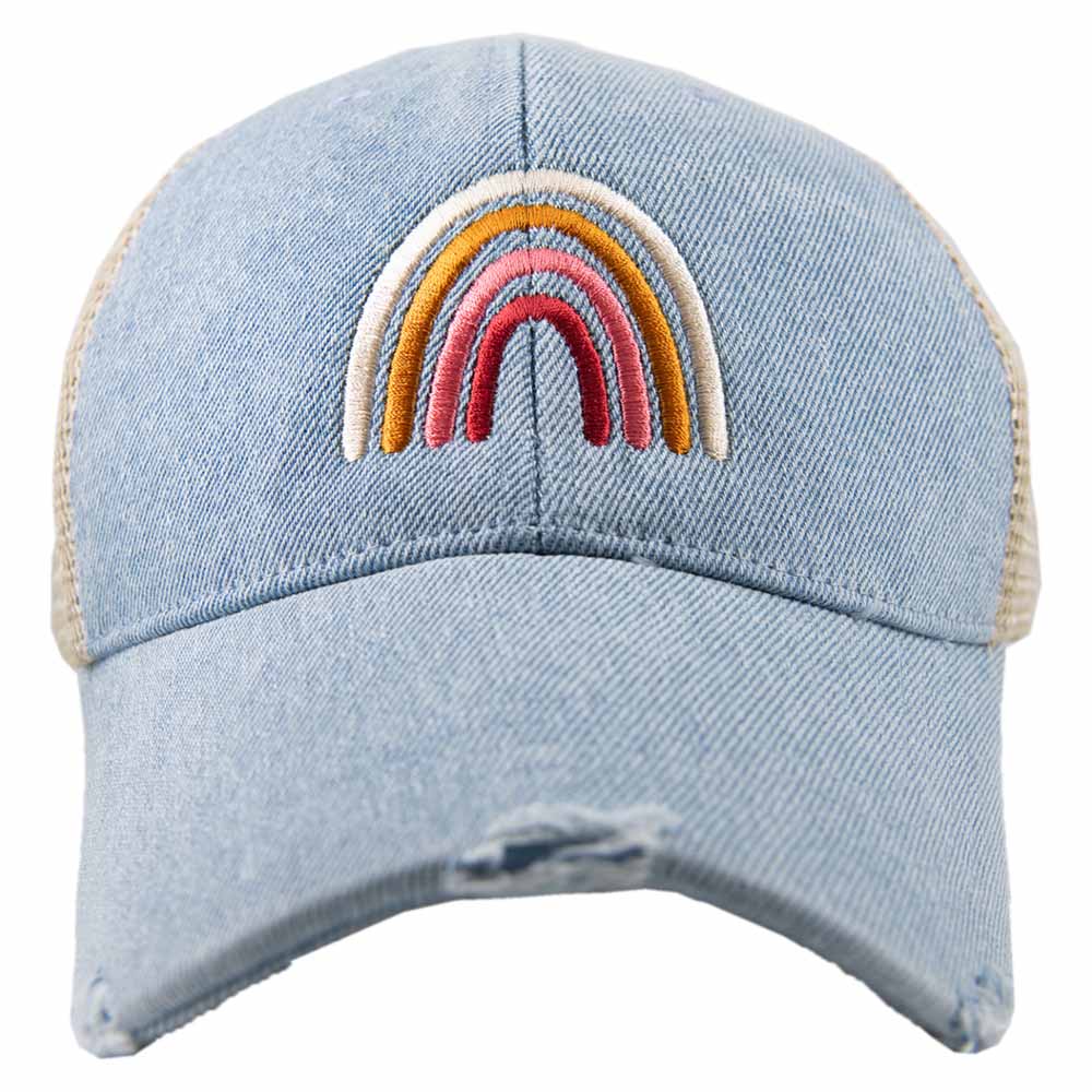 Rainbow Denim Trucker Hat: Denim