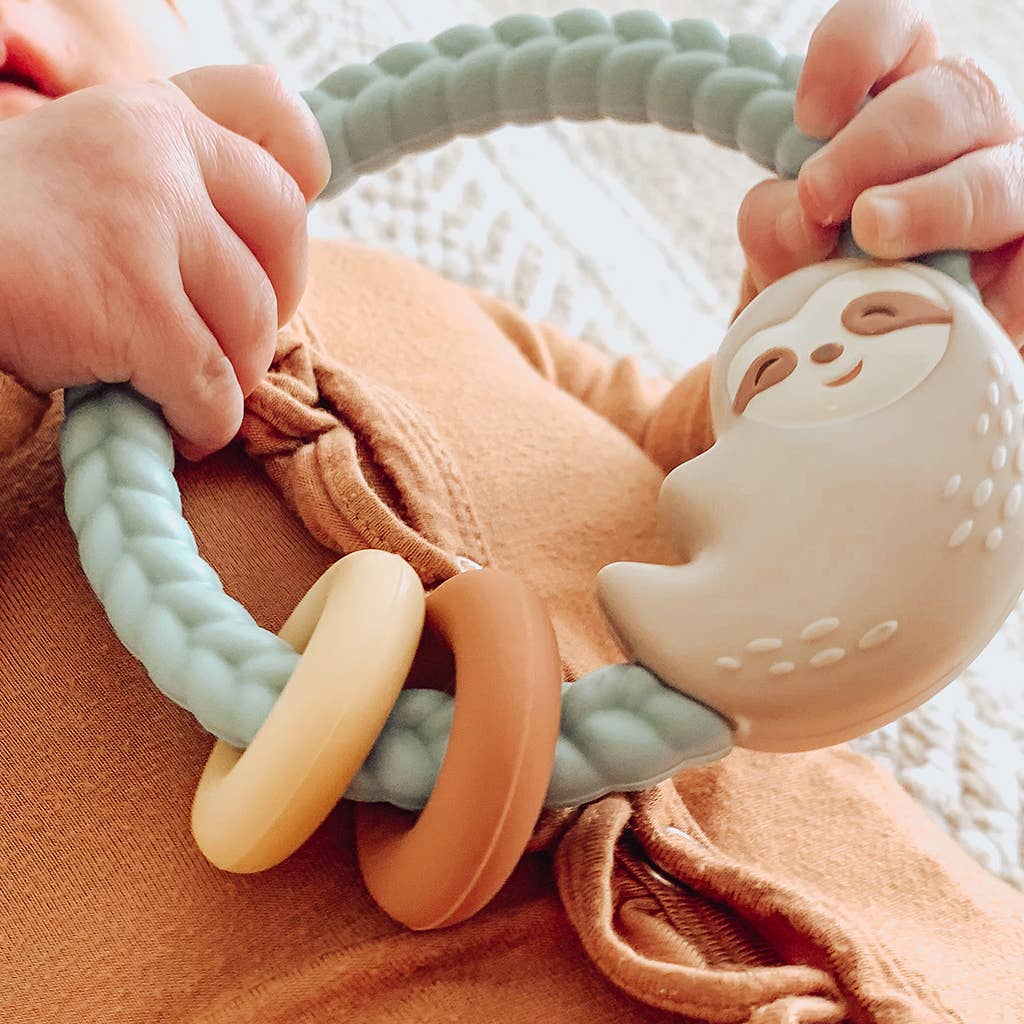 Silicone Teether Rattles: Neutral Rainbow