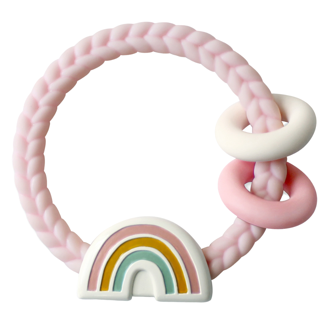 Silicone Teether Rattles: Neutral Rainbow