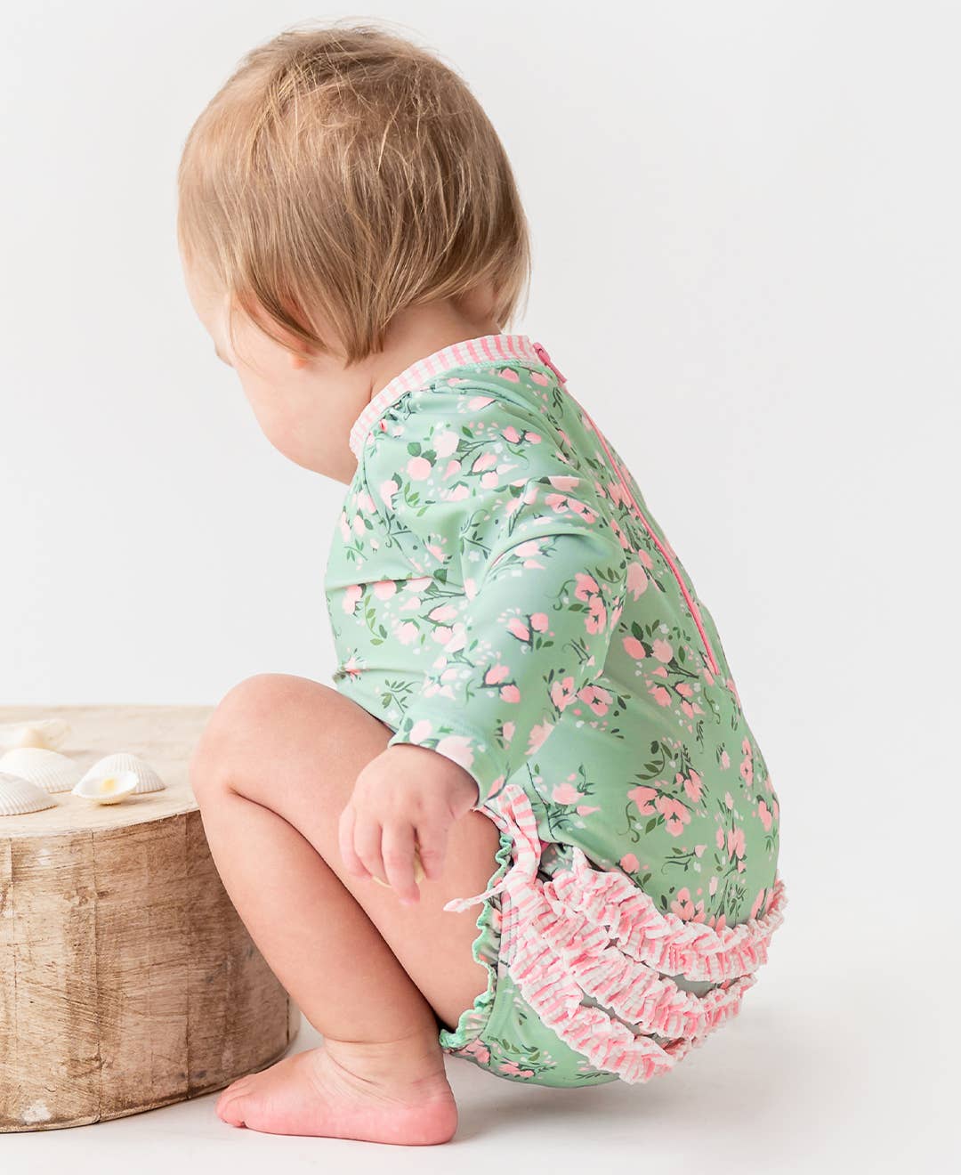 Tea Roses LS Rash Guard Swimsuit 12-18m