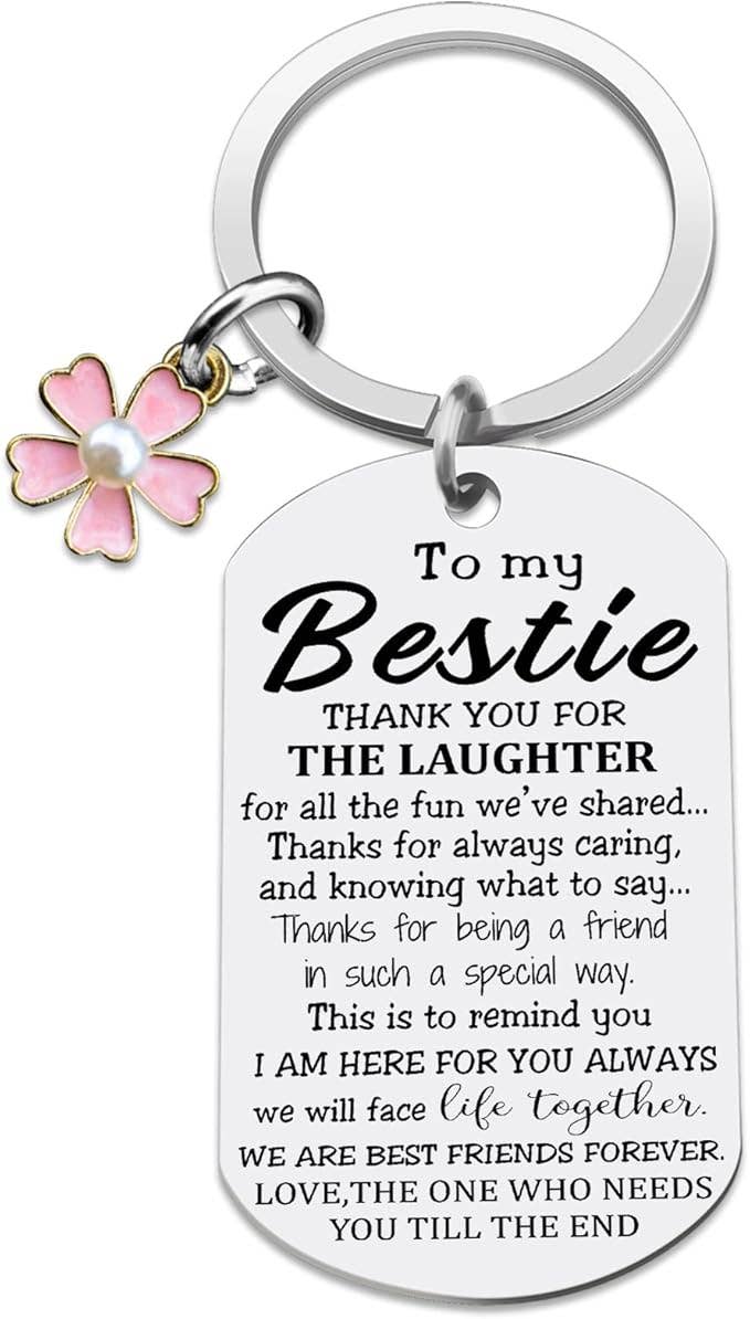 “To My Bestie” Keychain with Flower Charm