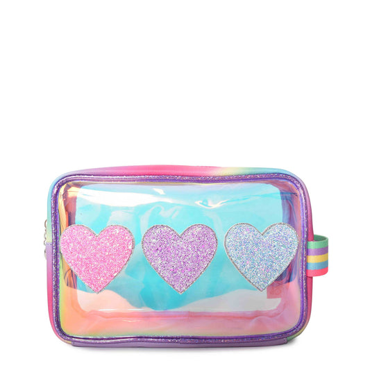 Glitter Hearts Clear Glazed Pouch