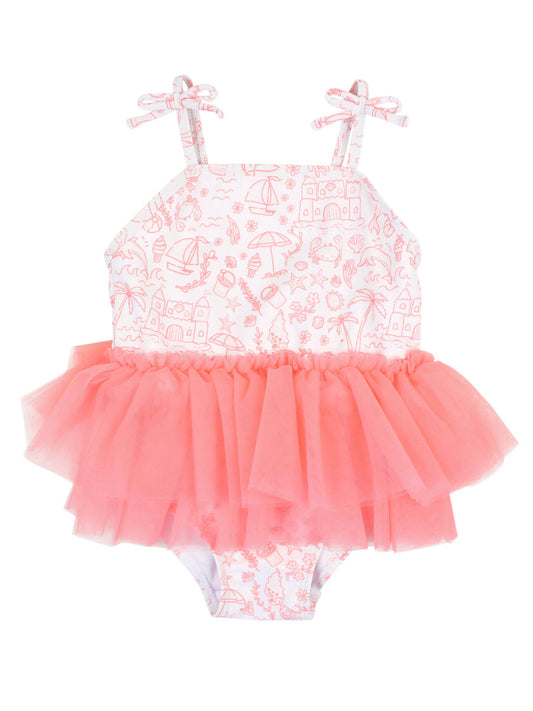 Tulle Skirted One Piece Swimsuit: 12-18m
