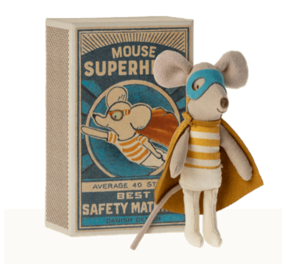 Maileg Super hero mouse, Little brother in matchbox - Einstein's Attic