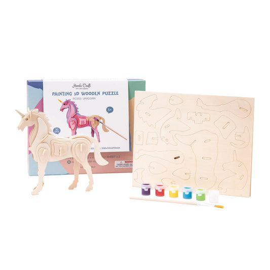 3D Wooden Puzzle with Paint Kit: Unicorn