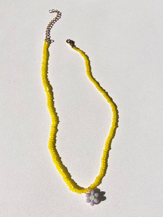 Seed Bead Daisy Choker Necklace