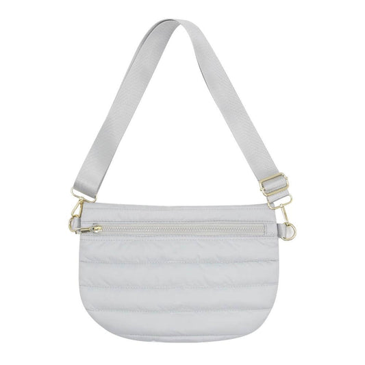 Gray Puffer Messenger Crossbody Bag