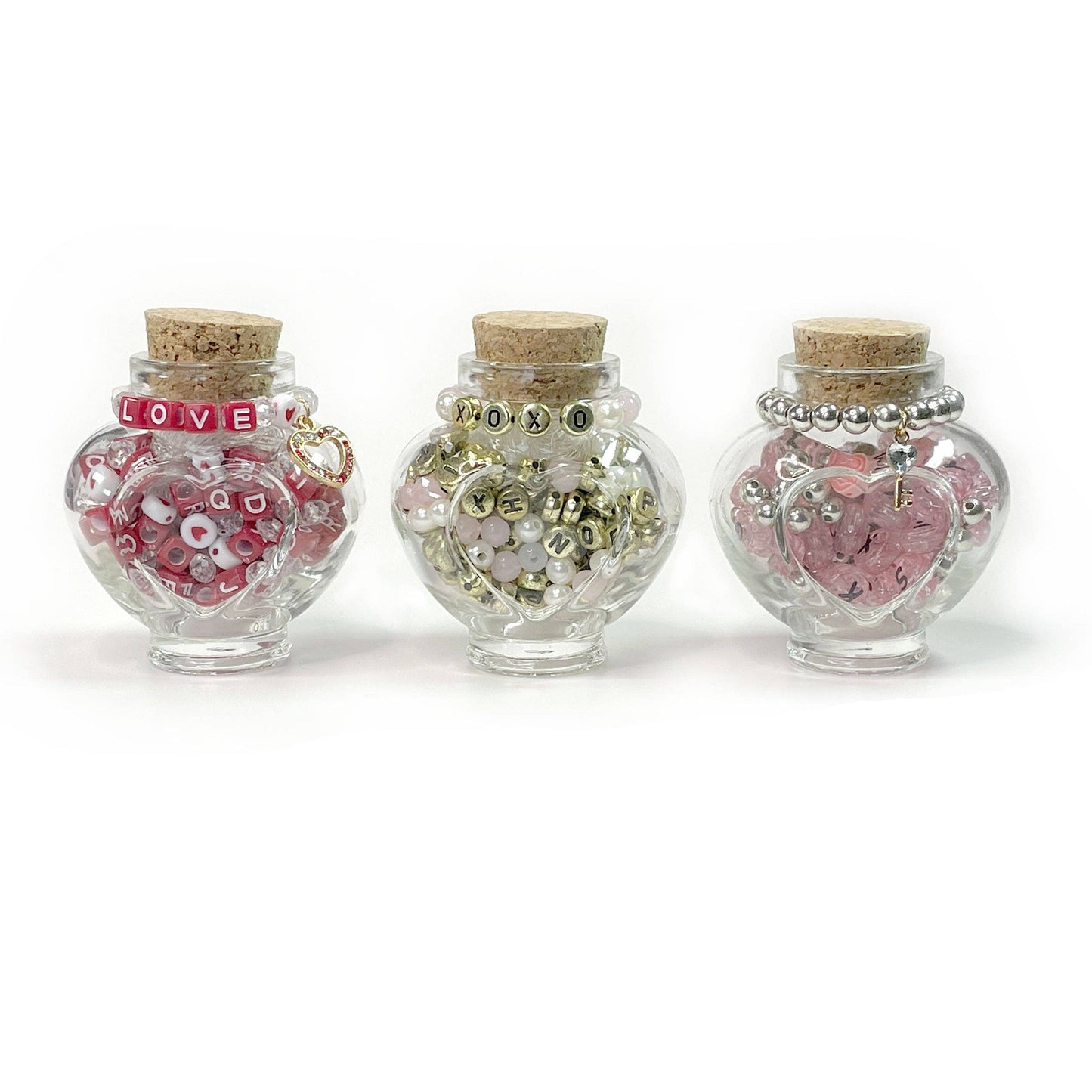 Valentine's Trio Set Mini Heart Jar DIY Bead Kit