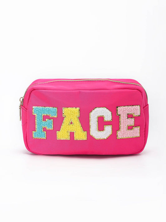 Hot pink face makeup bag