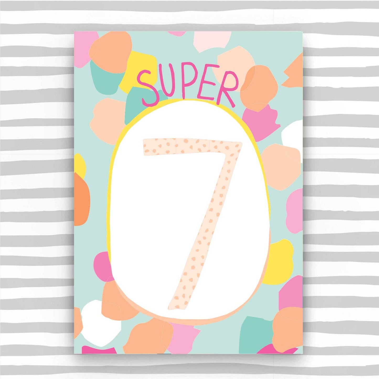 7th Birthday Card for a Girl - Girl Aged 7 Card