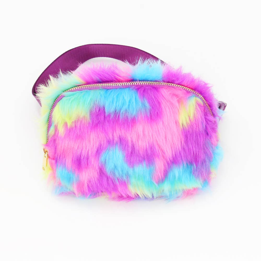 Varsity Collection Bright Fur Fanny Waist Belt Pack Bag