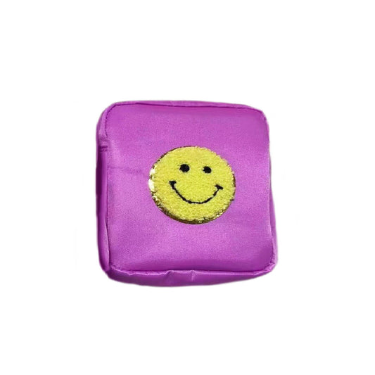 Cosmetic Bag Smiley Face Chenille