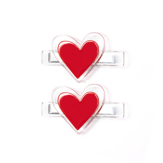 VAL-Agatha Heart Red Alligator Clips