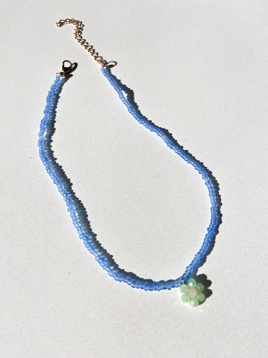 Seed Bead Daisy Choker Necklace