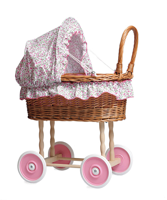 Wicker Pram with Flower Bedding