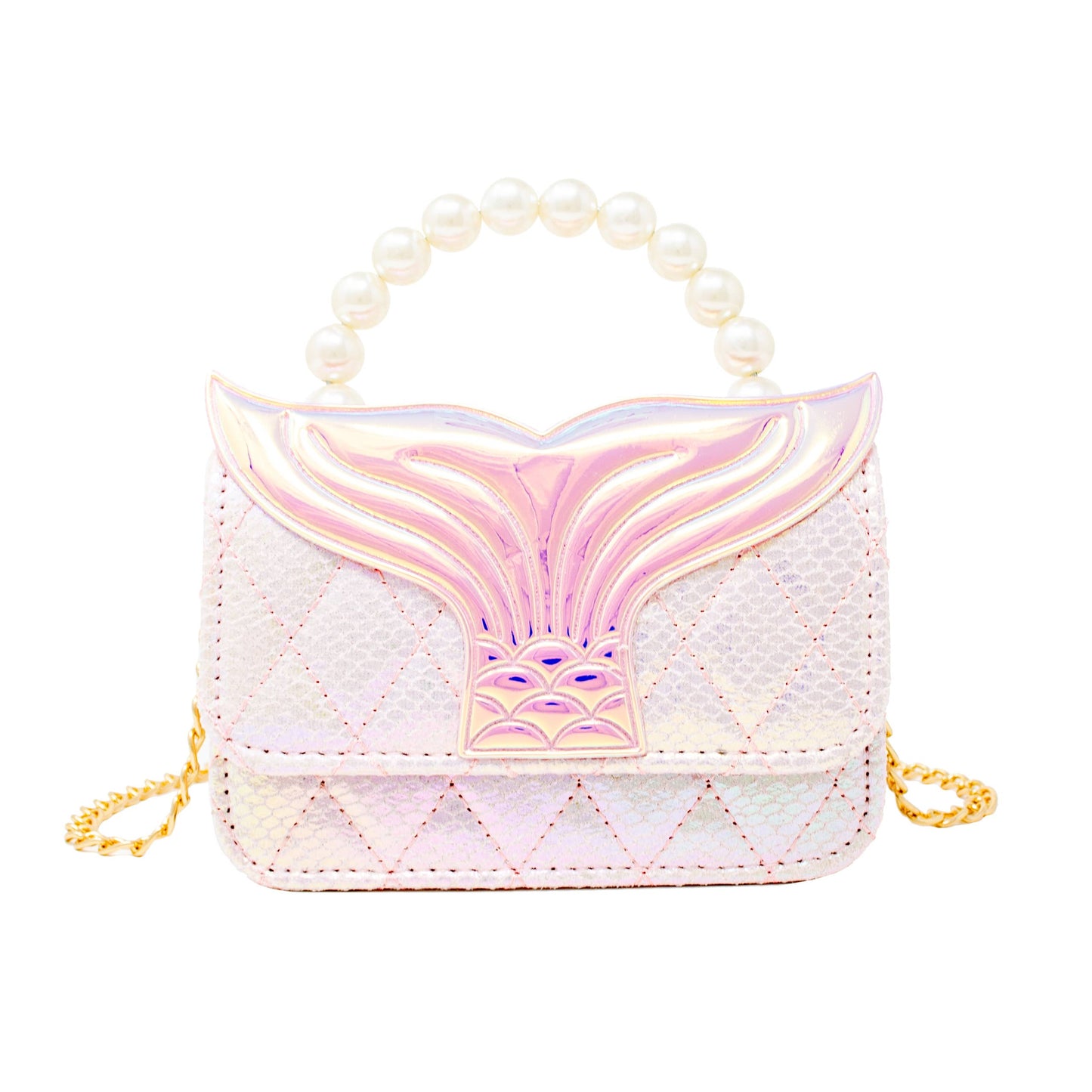 Mermaid Tail Pearl Handle Bag: Pink