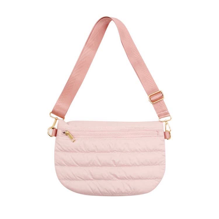 Pink Puffer Messenger Crossbody Bag